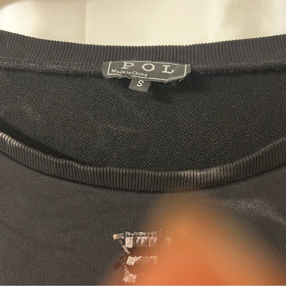 New‎ POL Black Sequin Detail Top with bleach like distressing. Size small - Picture 4 of 10